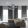 Lampa LED wisząca sufitowa HOOP, zjawiskowy srebrny żyrandol glamour do salonu, jadalni