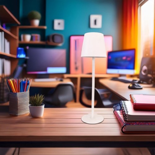 Lampka nocna stołowa LED TOSCANA, biała, na szafkę nocną i biurko, 2W