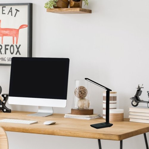 Lampa biurkowa LED POST, regulowana barwa, jasność i kąt światła, USB, kolor czarny
