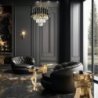Lampa wisząca sufitowa CRISTAL, czarno-złoty żyrandol do salonu i jadalni w stylu glamour
