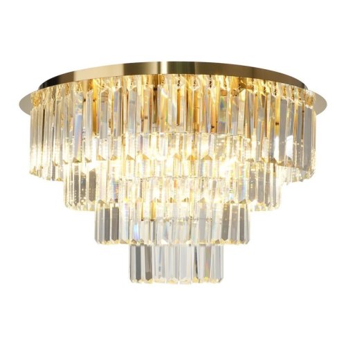 Lampa sufitowa kryształowa MILANO, złoty elegancki plafon 60cm, styl glamour