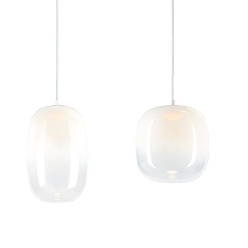 Lampa wisząca sufitowa LED VASO, biała listwa ze szklanymi kloszami, nad stół i wyspę