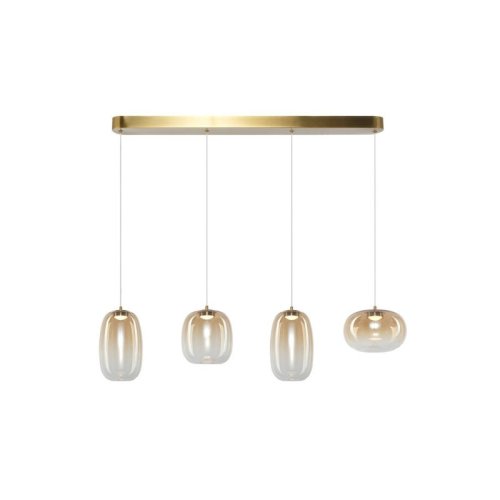 Lampa wisząca sufitowa VASO, złoty żyrandol w stylu nowoczesnym, miodowe szkło