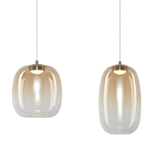 Lampa wisząca sufitowa VASO, złoty żyrandol w stylu nowoczesnym, miodowe szkło