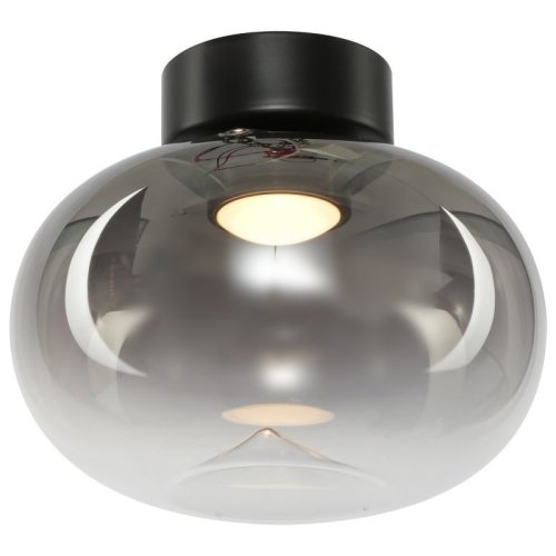 Lampa sufitowa LED VASO, czarny plafon z dymionymi szklanymi kloszami