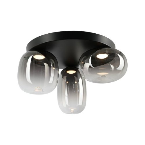 Lampa sufitowa LED do salonu VASO, czarny nowoczesny plafon z wymiennym LED