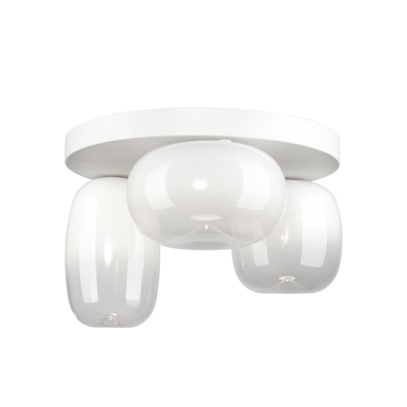 Lampa sufitowa LED VASO, biały plafon na okrągłej listwie, szklane klosze