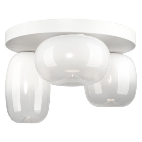 Lampa sufitowa LED VASO, biały plafon na okrągłej listwie, szklane klosze