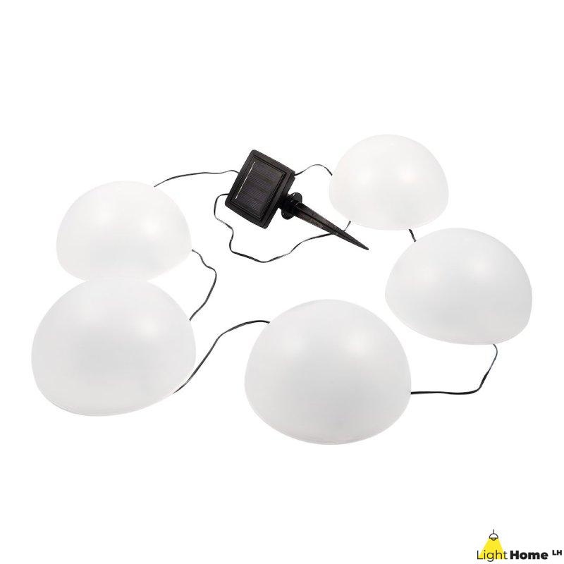 Lampa solarna ogrodowa HEMI, białe półkule, dekoracyjna, RGB