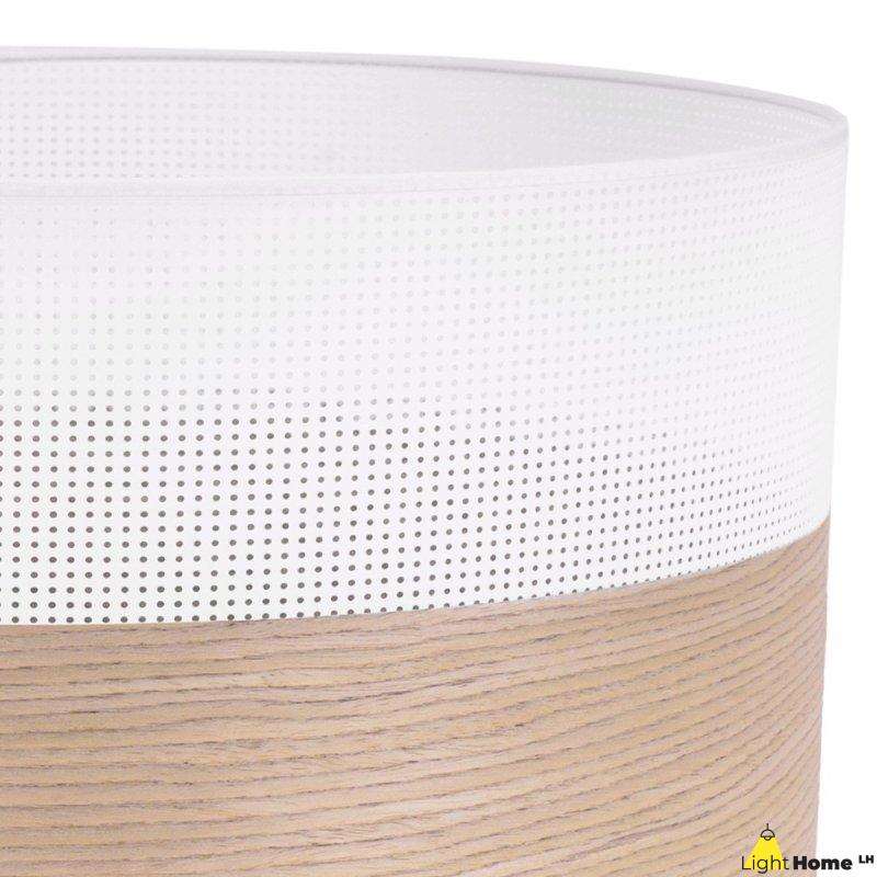 OUTLET -35% Lampa wisząca WOOD, okrągły abażur loft do jadalni i salonu, E27