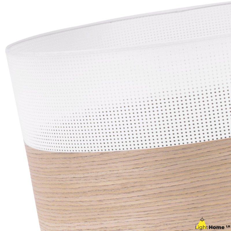 OUTLET -35% Lampa wisząca WOOD, okrągły abażur loft do jadalni i salonu, E27