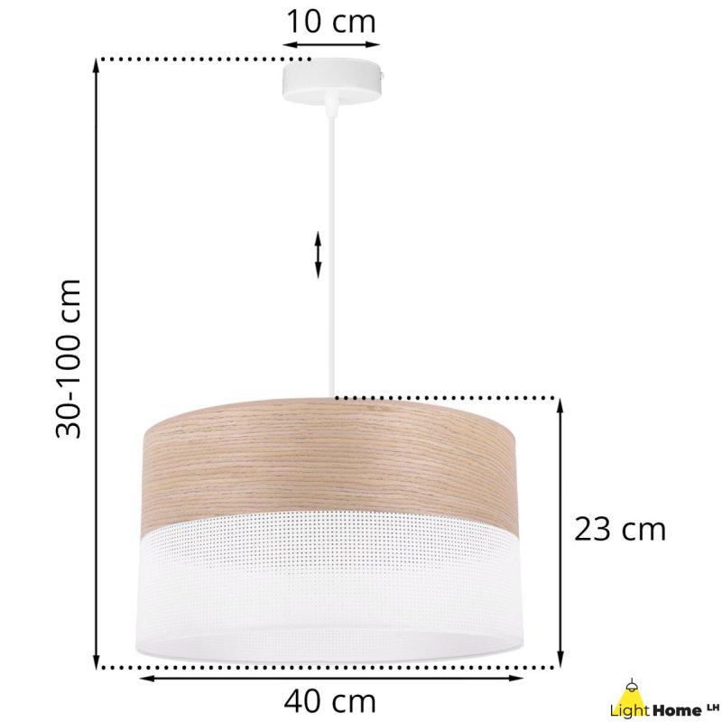 OUTLET -35% Lampa wisząca WOOD, okrągły abażur loft do jadalni i salonu, E27