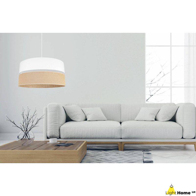 Uroczy Salon w Stylu Nowoczesnym Oświetlony Ogromną Lampą Sufitową JUTA z Podwójnym Dużym Abażurem Uroczy Salon w Stylu Nowoczesnym Oświetlony Ogromną Lampą Sufitową JUTA z Podwójnym Dużym Abażurem