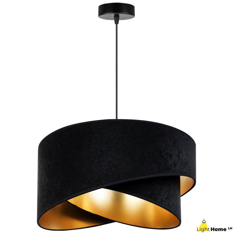 Elegancka Lampa Wisząca Welurowa Czarna Elegancka Lampa Wisząca Welurowa Czarna