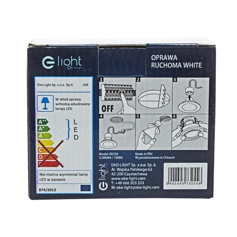 Oczko sufitowe LED, okrągłe, GU10, 1x5W, białe
