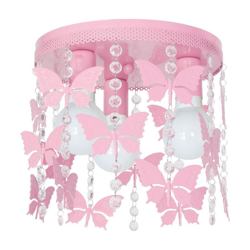 Lampa sufitowa dziecięca plafon ANGELICA, różowy, motyle, potrójny