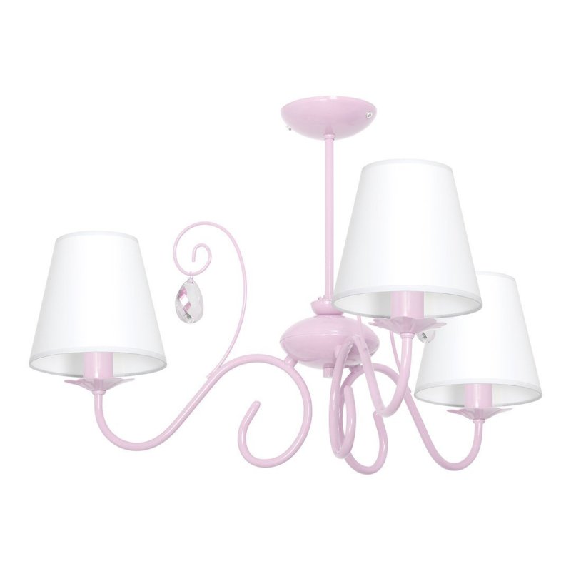Lampa wisząca sufitowa żyrandol SARA, w kolorze różowym, do dziecięcej sypialni