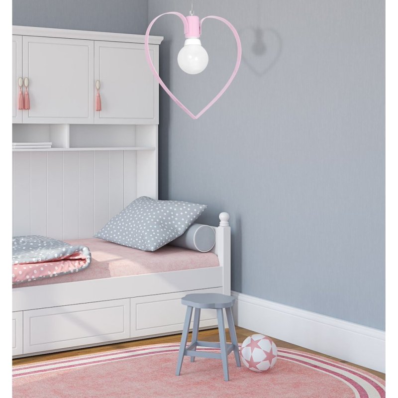 Lampa wisząca sufitowa serce AMORE, różowa, loft, do sypialni, pojedyncza