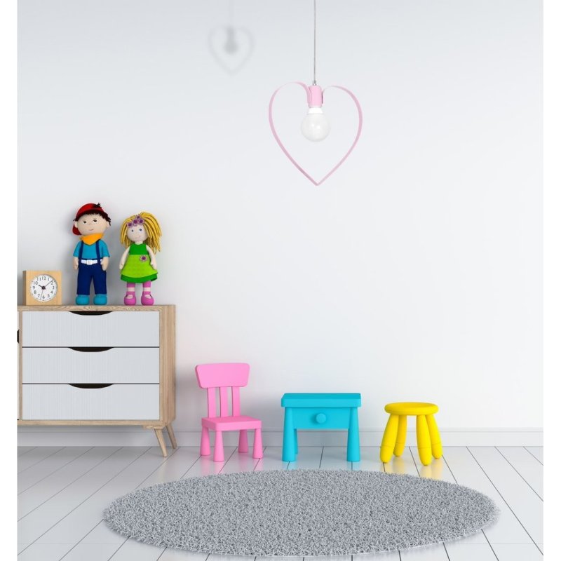 Lampa wisząca sufitowa serce AMORE, różowa, loft, do sypialni, pojedyncza