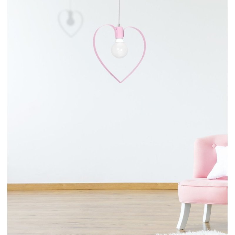 Lampa wisząca sufitowa serce AMORE, różowa, loft, do sypialni, pojedyncza
