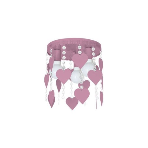 Lampa sufitowa plafon CORAZON, w kolorze różowym, dziecięca, potrójna
