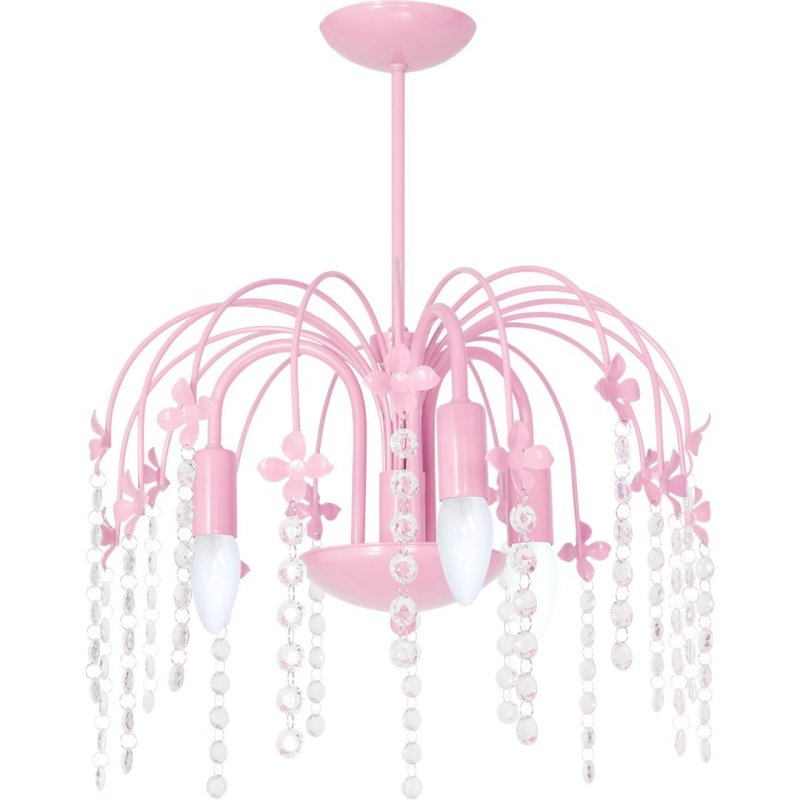 Lampa wisząca żyrandol dziecięcy LAURA, kryształki, różowa, do sypialni