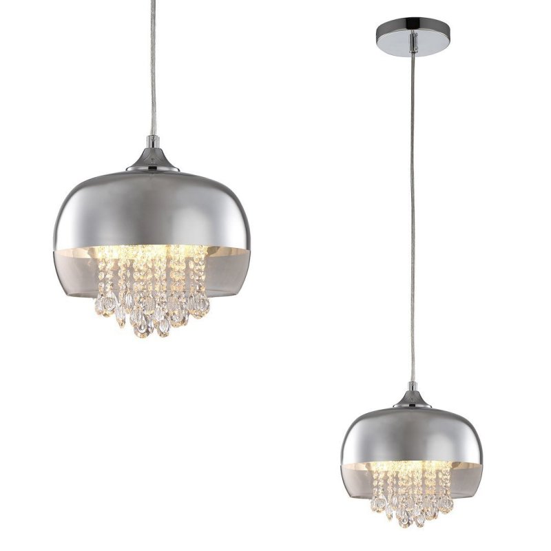 Lampa wisząca sufitowa żyrandol LUNA, kolor chrom, glamour, pojedyncza