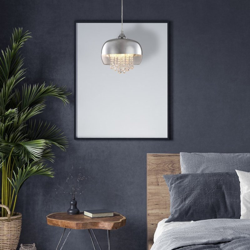 Lampa wisząca sufitowa żyrandol LUNA, kolor chrom, glamour, pojedyncza