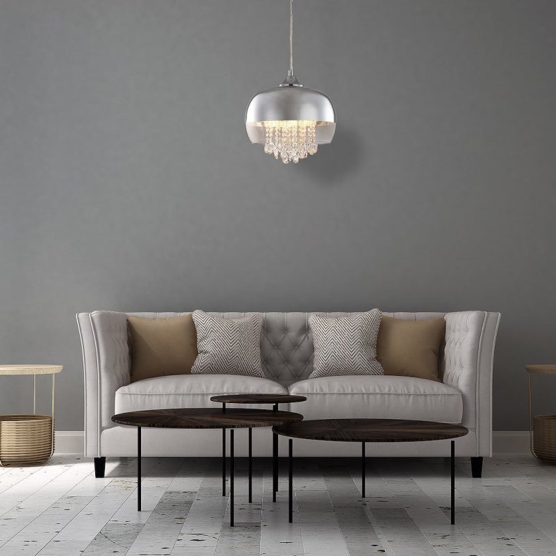 Lampa wisząca sufitowa żyrandol LUNA, kolor chrom, glamour, pojedyncza