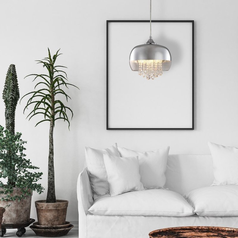 Lampa wisząca sufitowa żyrandol LUNA, kolor chrom, glamour, pojedyncza