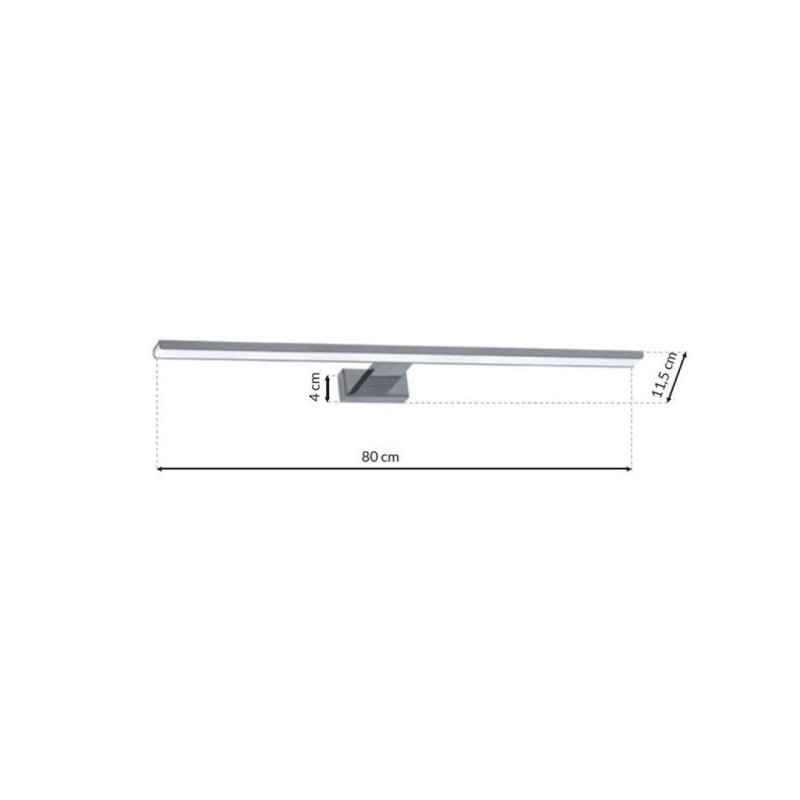 Kinkiet LED lampa ścienna nad lustro SHINE, srebrny chrom, 80cm, do łazienki