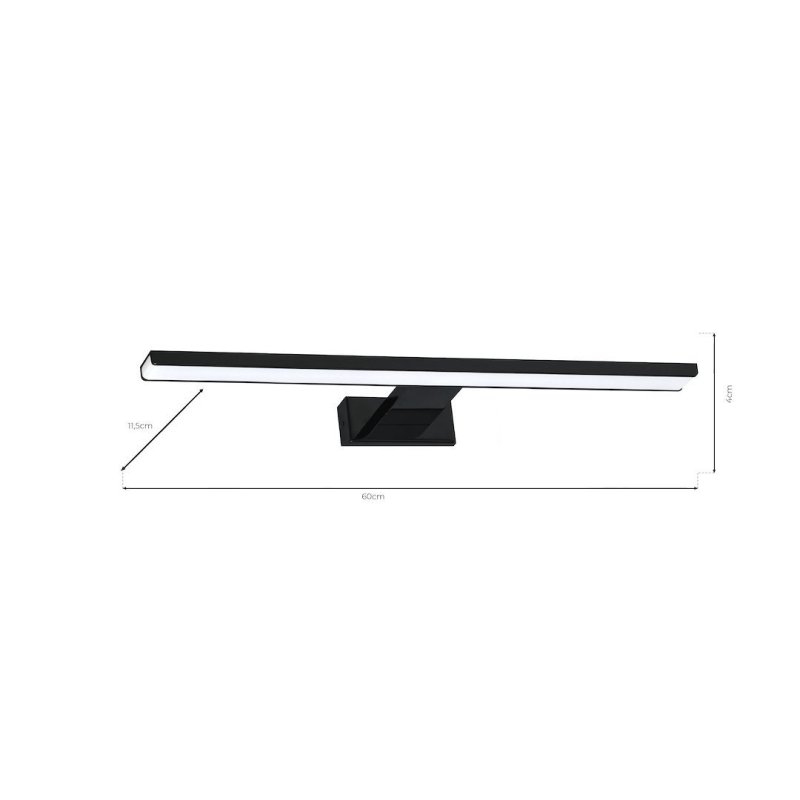 Kinkiet LED lampa ścienna nad lustro SHINE, czarny, 60cm do łazienki, przedpokoju
