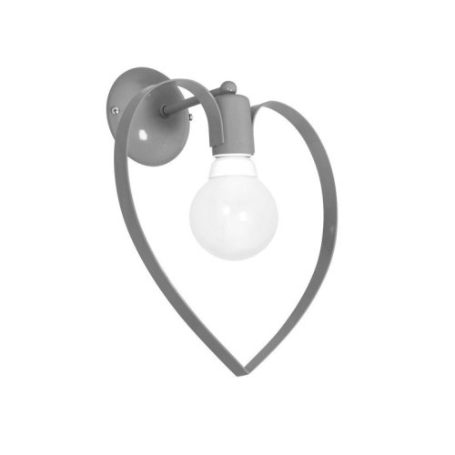 Kinkiet lampa ścienna serce AMORE, szara, do sypialni dziecięcej, E27