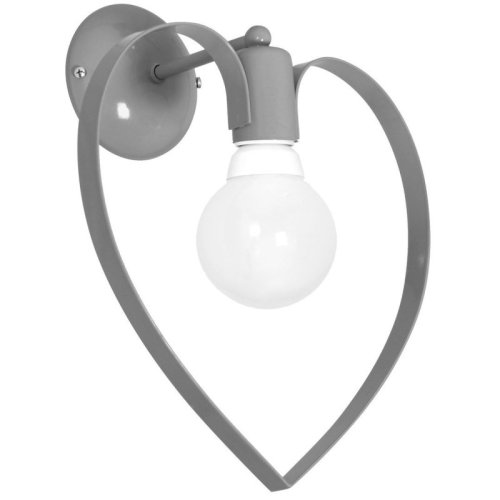 Kinkiet lampa ścienna serce AMORE, szara, do sypialni dziecięcej, E27