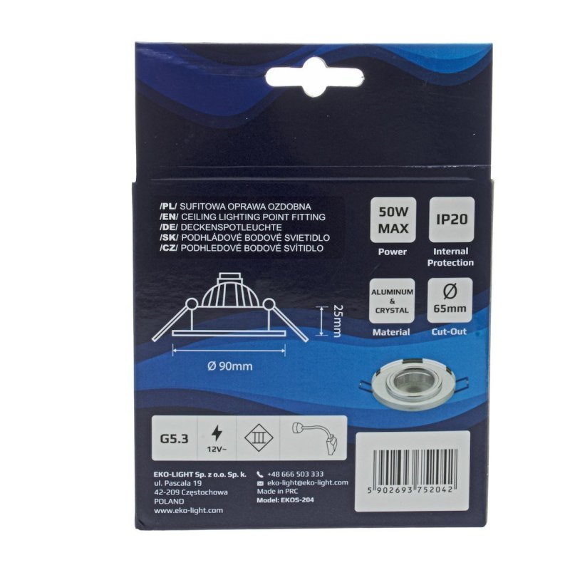 Oczko sufitowe LED, kolor chrom, stopień ochrony IP20