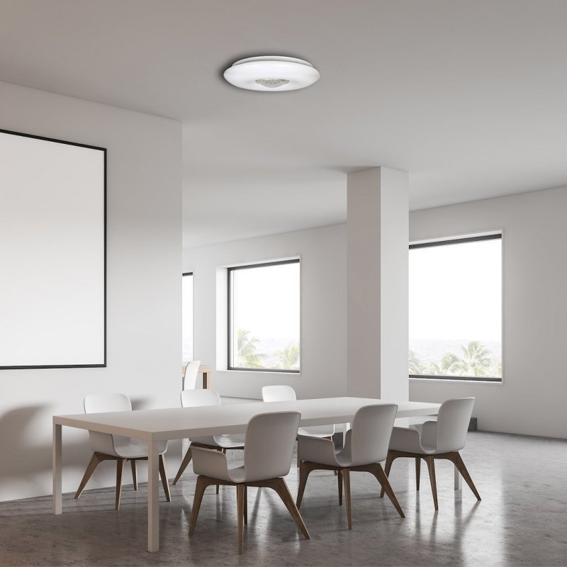 Plafon lampa LED z pilotem VELA, ściemnialna, biała, styl nowoczesny, 24W, 40cm