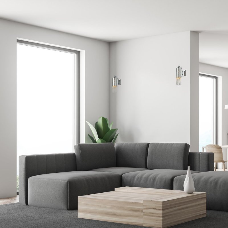 Kinkiet lampa ścienna MOONLIGHT, kolor chrom, do salonu i sypialni, E14