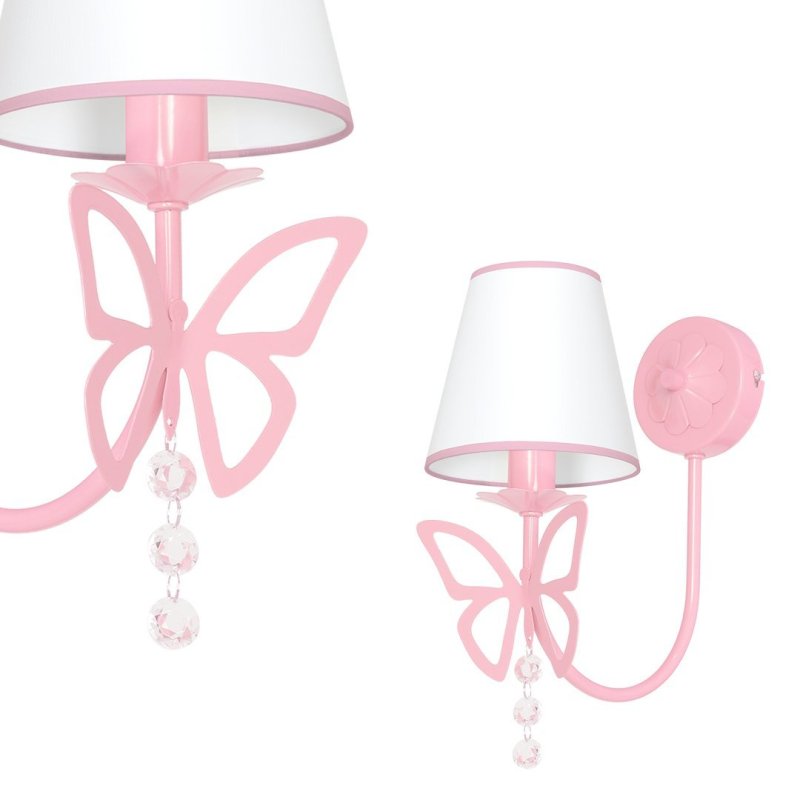 Kinkiet lampa ścienna CHARLOTTE, w kolorze różowym, do dziecięcej sypialni