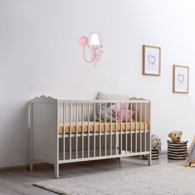 Kinkiet lampa ścienna CHARLOTTE, w kolorze różowym, do dziecięcej sypialni