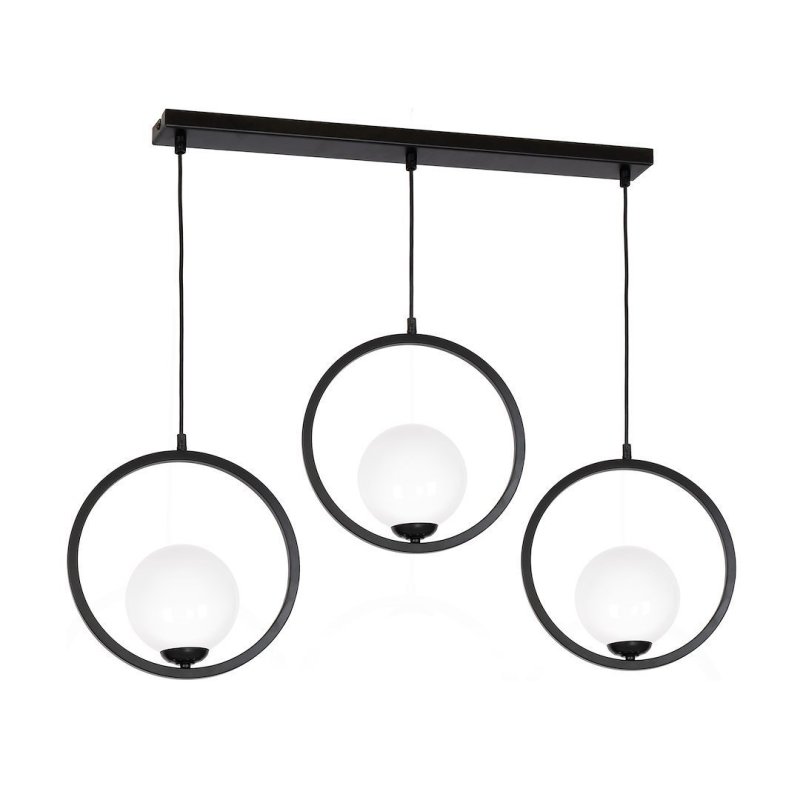 Lampa wisząca sufitowa żyrandol BOSTON, w kolorze czarnym, do jadalni, potrójna