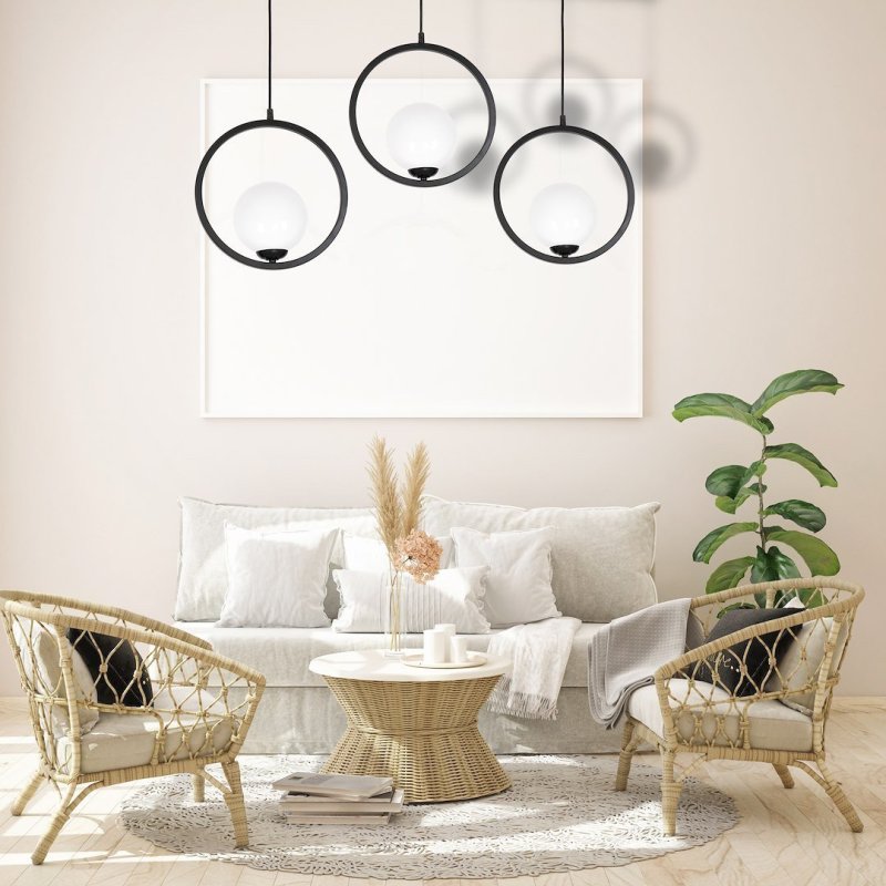 Lampa wisząca sufitowa żyrandol BOSTON, w kolorze czarnym, do jadalni, potrójna