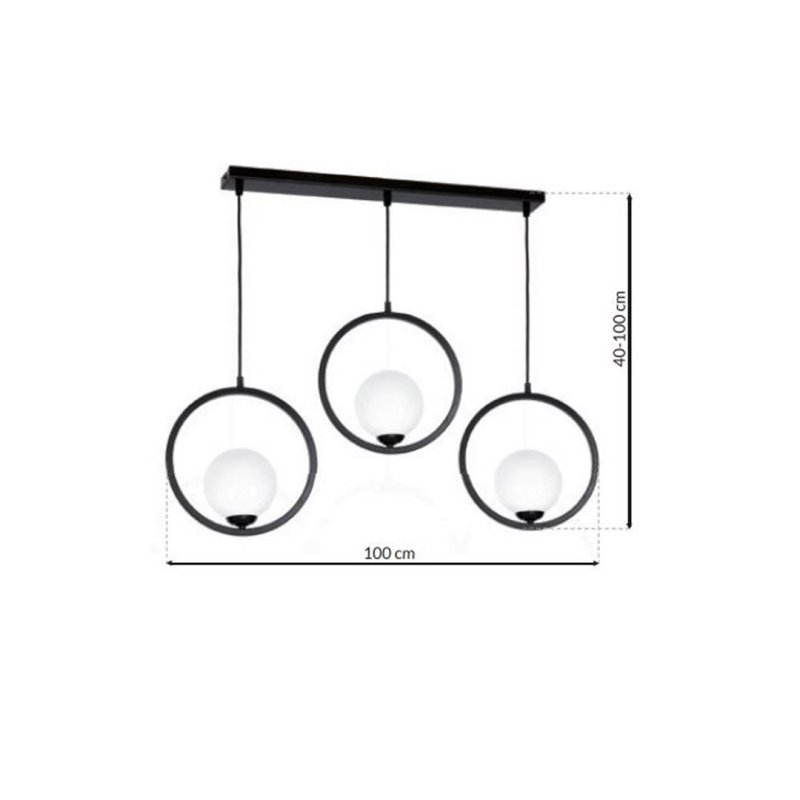 Lampa wisząca sufitowa żyrandol BOSTON, w kolorze czarnym, do jadalni, potrójna