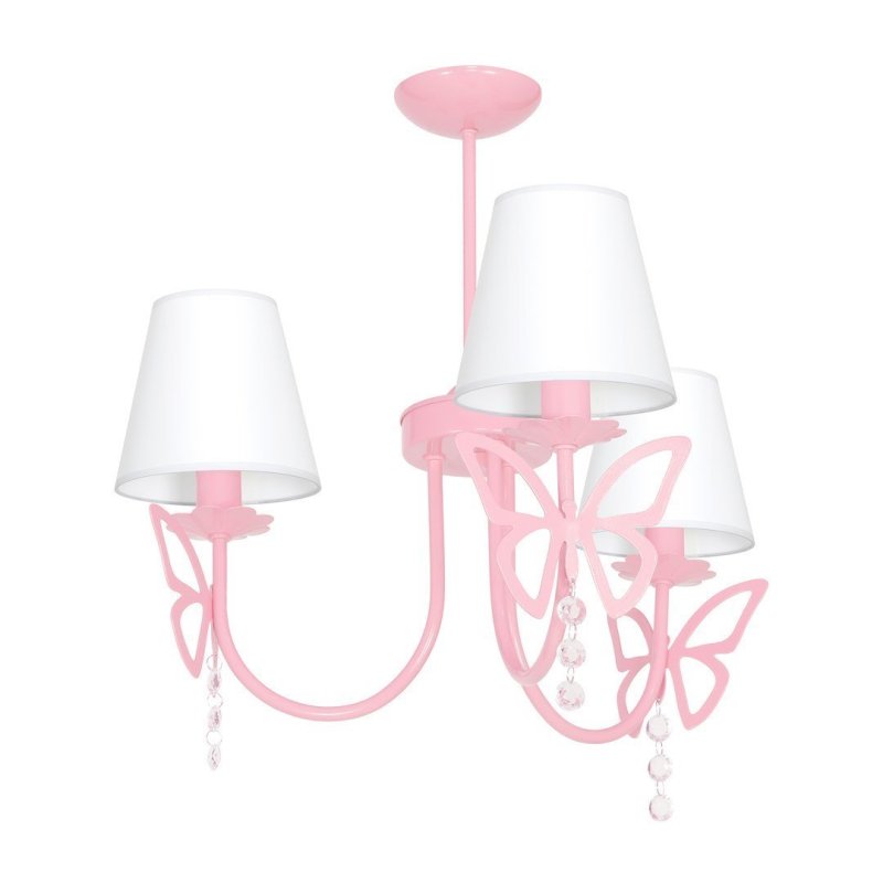 Lampa wisząca sufitowa żyrandol CHARLOTTE, w kolorze różowym, do salonu, potrójna