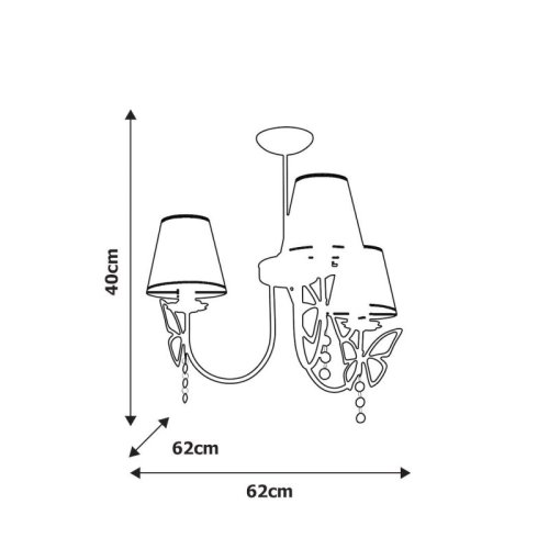 Lampa wisząca sufitowa żyrandol CHARLOTTE, w kolorze różowym, do salonu, potrójna