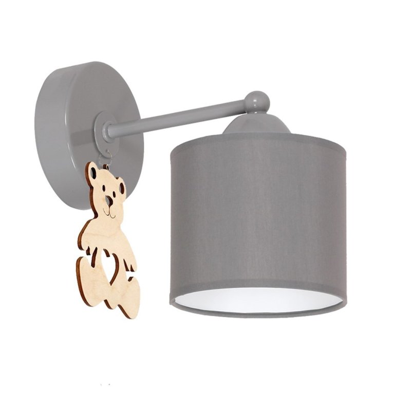 Kinkiet lampa ścienna miś TEDDY, w kolorze szarym, do pokoju dziecięcego, E27