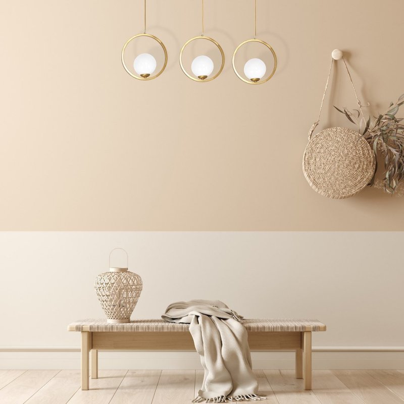 Lampa wisząca sufitowa żyrandol VIENNA, mosiądz, do jadalni, potrójna