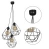 Nowoczesna lampa LOFT wisząca Retro Diament 3-płomienna