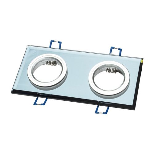 Oczko sufitowe kwadratowe LED, podwójne, kolor srebrny, GU10