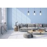 Przytulny salon z lampą wiszącą czarną industrialną Przytulny salon z lampą wiszącą czarną industrialną