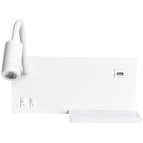 Lampka nocna LED półka SHELF, w kolorze białym, do sypialni, lewa